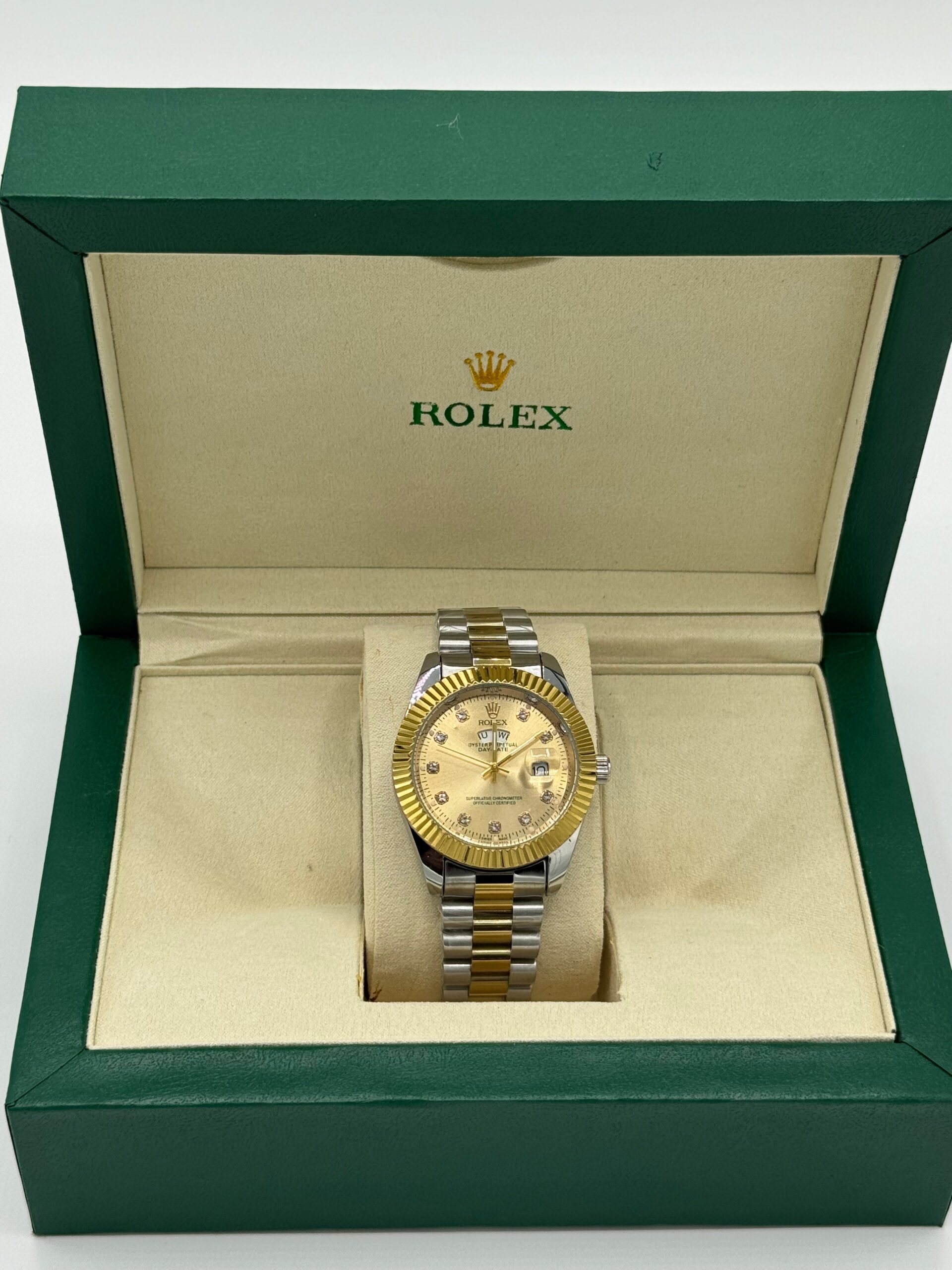 Rolex Luxury Two Tone Day-Date Watch with Simple Box - Image 2
